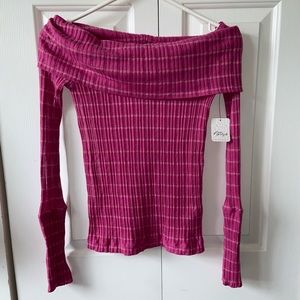 Free People Pink Striped Off the Shoulder Top